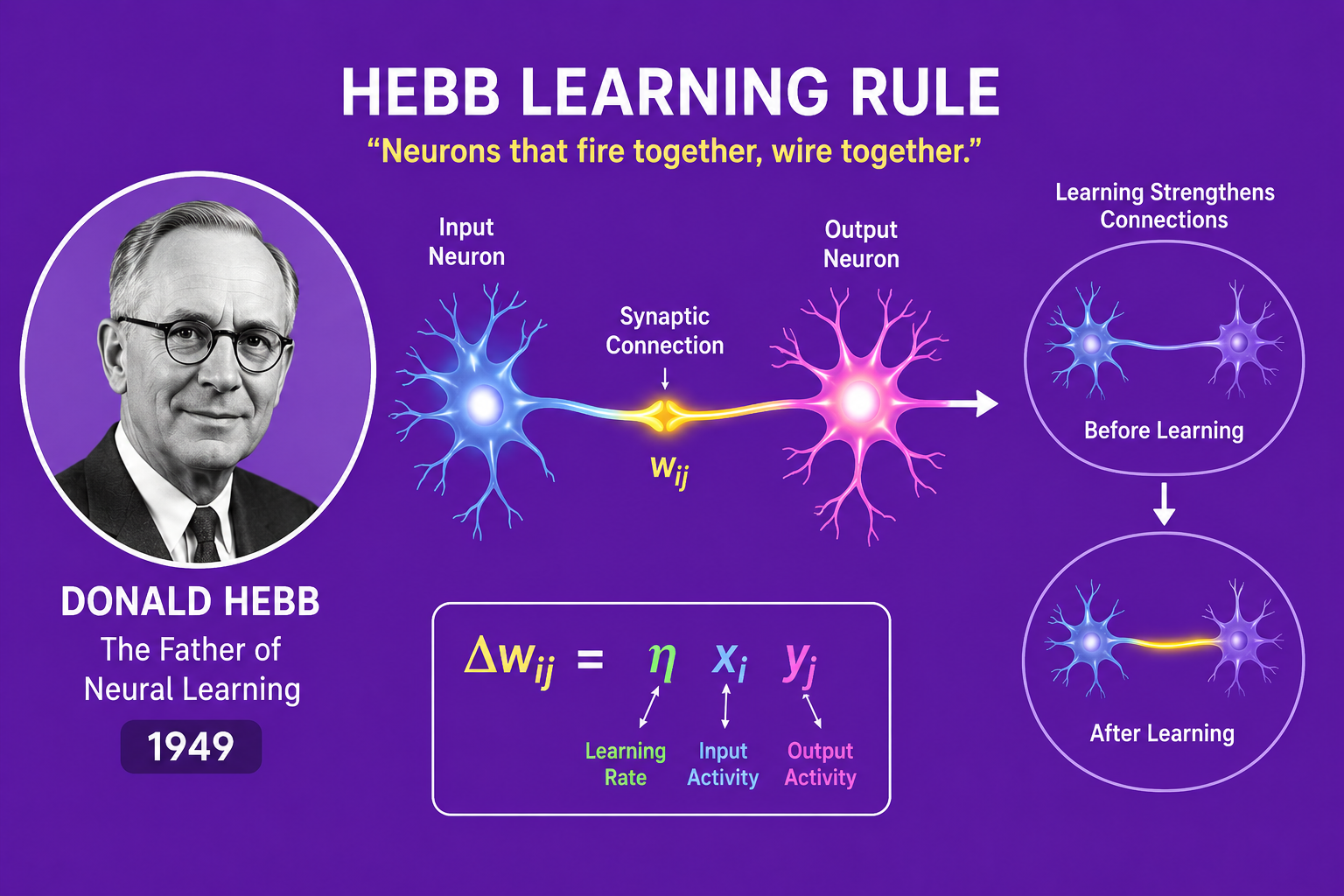 Hebb Learning Rule Powerful Discovery