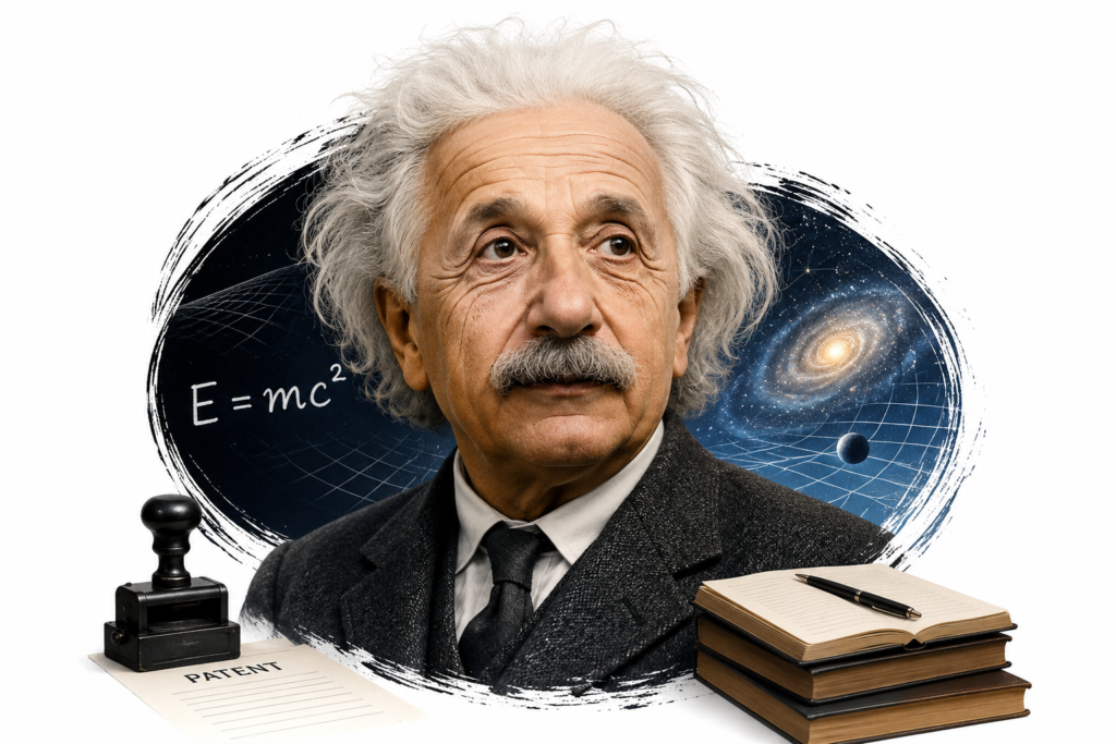 Who Was Albert Einstein? The Patent Clerk Who Rewrote the Laws of Physics & Changed Civilization Forever Who was Albert Einstein illustrated with Albert Einstein, the famous equation E=mc², a patent office document, books, and a cosmic space background, representing his revolutionary contributions to physics and his journey from patent clerk to one of history's greatest scientists.